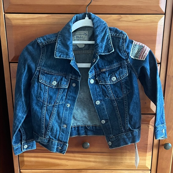 Polo Ralph Lauren Jean jacket NWT size 6. American flag patch on left arm